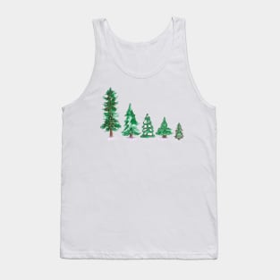 Watercolor Pine Winter Forest Tank Top